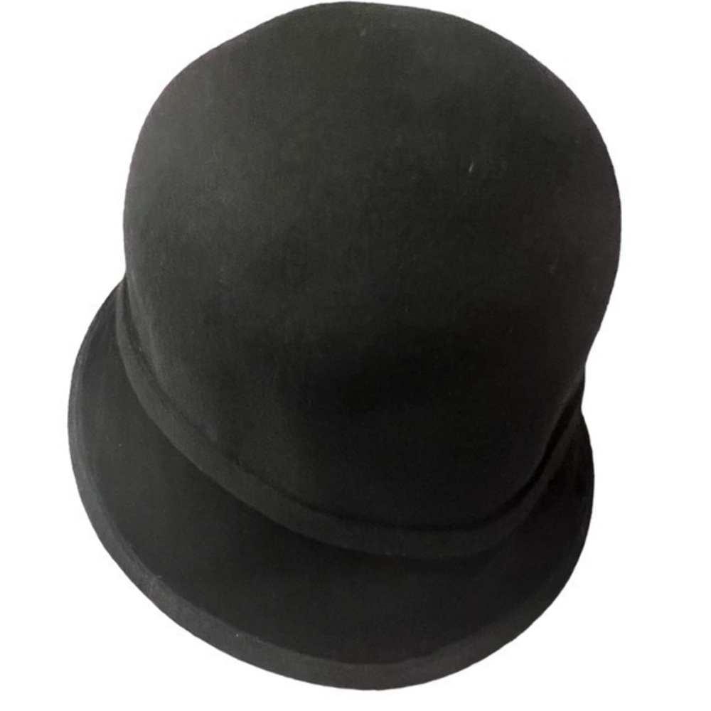 NWT David & Young black wool blend felt & velvet cloche bucket hat